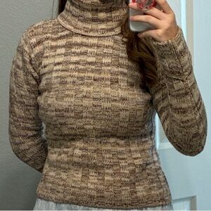 Banana Republic Brown Patterned Turtleneck Sweater